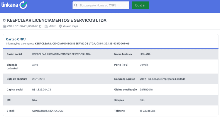 consulta CNPJ sistema Linkana
