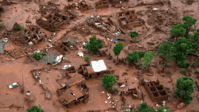 imagem de brumadinho após destruição da represa